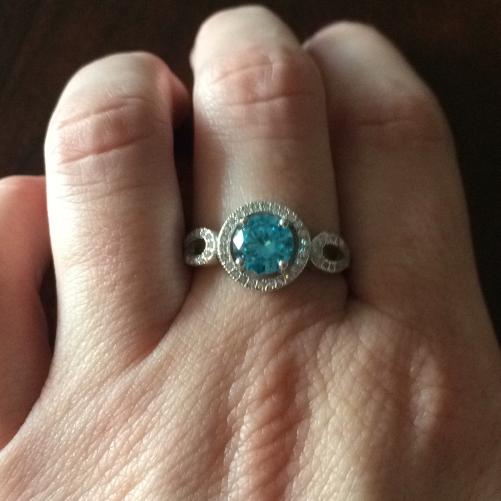 Breathtaking Aquamarine & White Sapphire Halo Ring